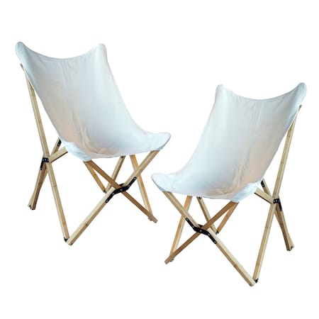Amerihome Canvas and Bamboo Butterfly Chair, White, PK2 BFCBCW2PK